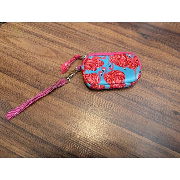 Lilly Pullitzer Flamingo Print Wristlet Key Chain Coin Purse - Picture 3 of 7